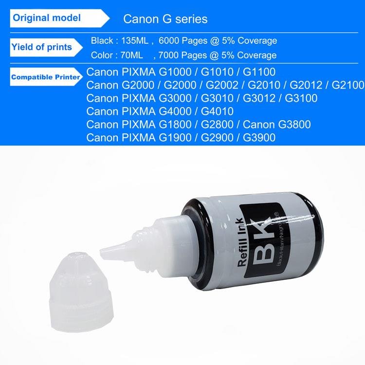 JIMIGO HIGH QUALITY GI 790 COMPATIBLE REFILL INK FOR CANON G SERIES PRINTER G1000, G1010, G1100, G2000, G2002, G2010, G2012, G2100, G3000, G3010, G3012, G3100, G4000, G4010, (PACK OF 1 BLACK) (135ML)